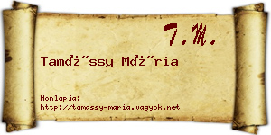 Tamássy Mária névjegykártya