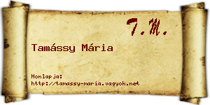 Tamássy Mária névjegykártya